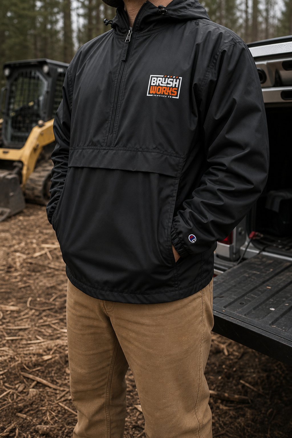 BUBO_REF_APPROVED_2026-05-27 | brushworks-large-logo-embroidered-champion-packable-jacket | Brushworks Big Mark Packable Jacket