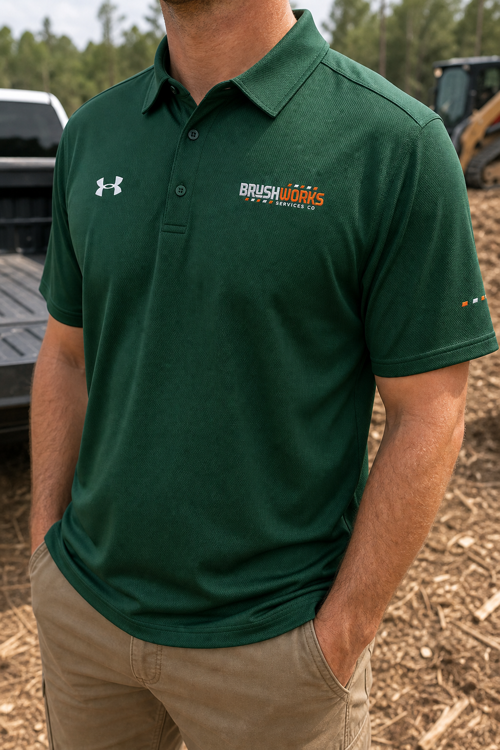 BUBO_REF_APPROVED_2026-05-27 | brushworks-under-armour®-mens-polo-forest-green | Brushworks Field Polo — Forest Green